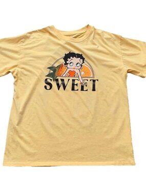 Glamours Betty Boop by Fleischer Studios T-Shirt Size Large Yellow Sweet Oranges
